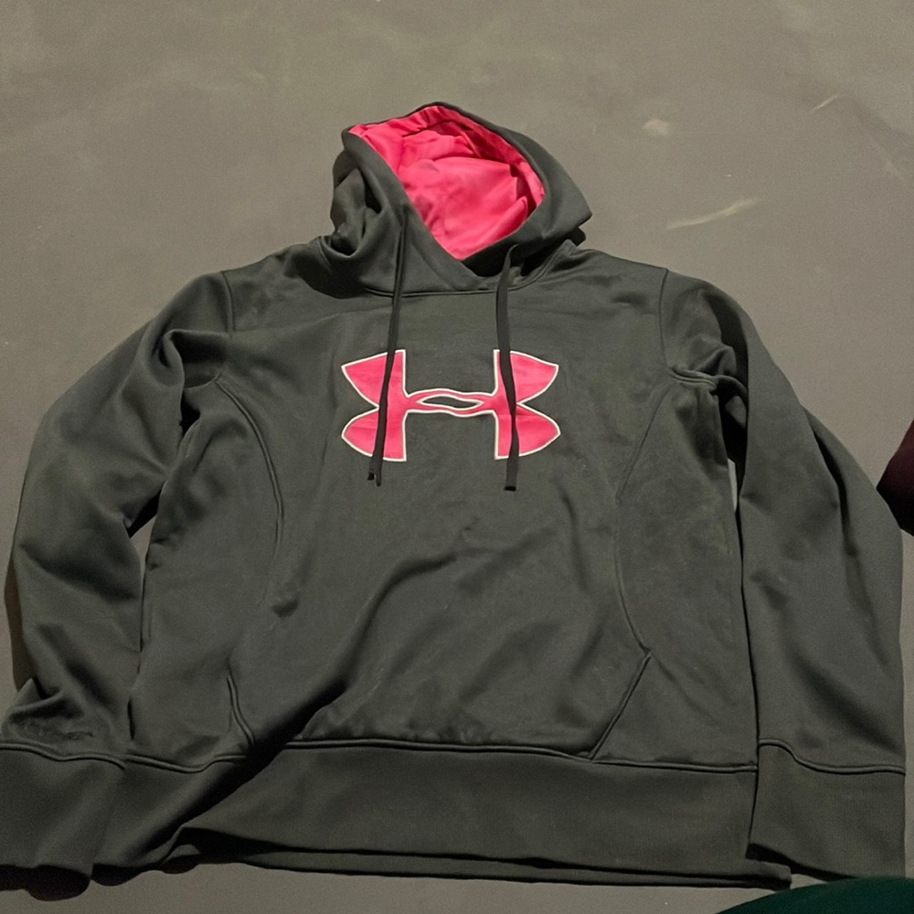 Grey and pink womens under armour hoodie